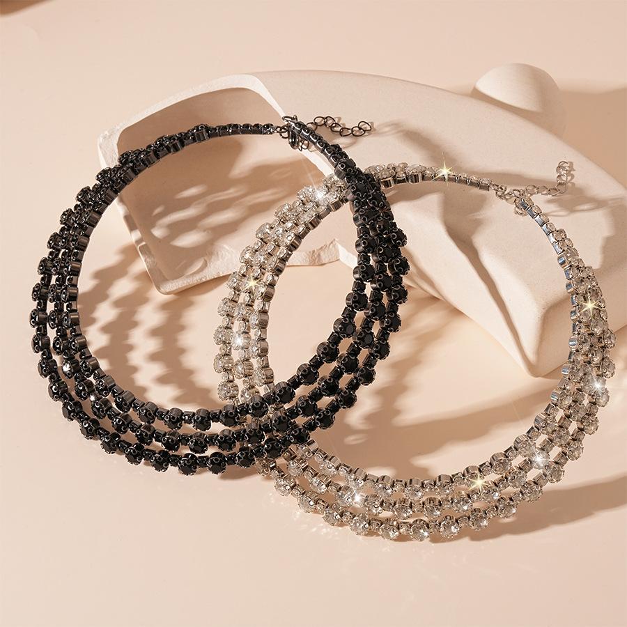 Exaggerated multi-layer diamond round geometric collar Personalized Internet celebrity necklace