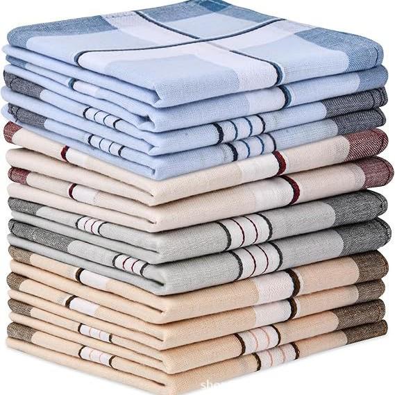 12 kusů pánských kapesníků 40x40 cm z čisté bavlny, barevných - Klasické kapesníčky