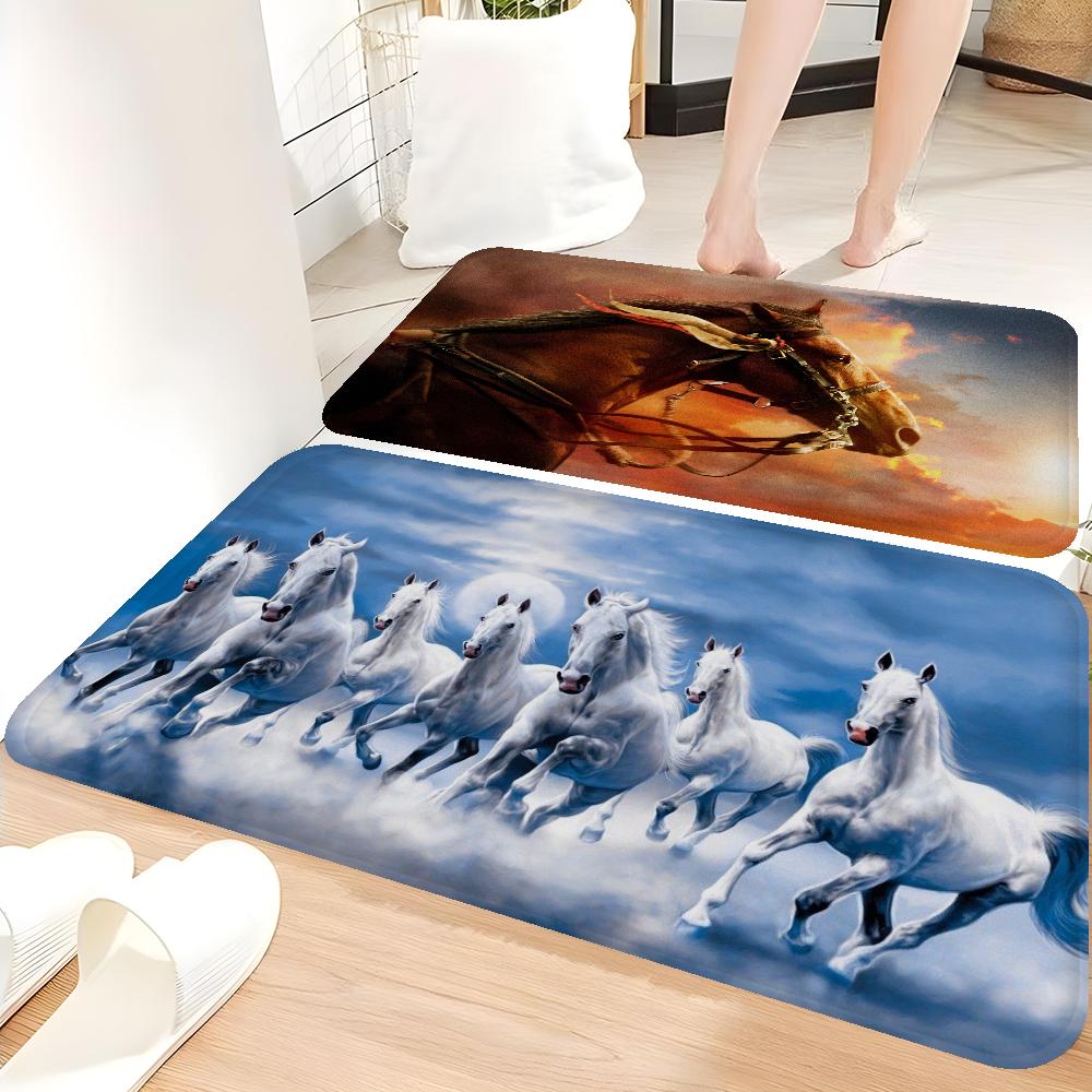 Horse Kitchen Mat Nordic Style Bedroom Living Room Doormat Home Balcony Anti-Slip Welcome Rug