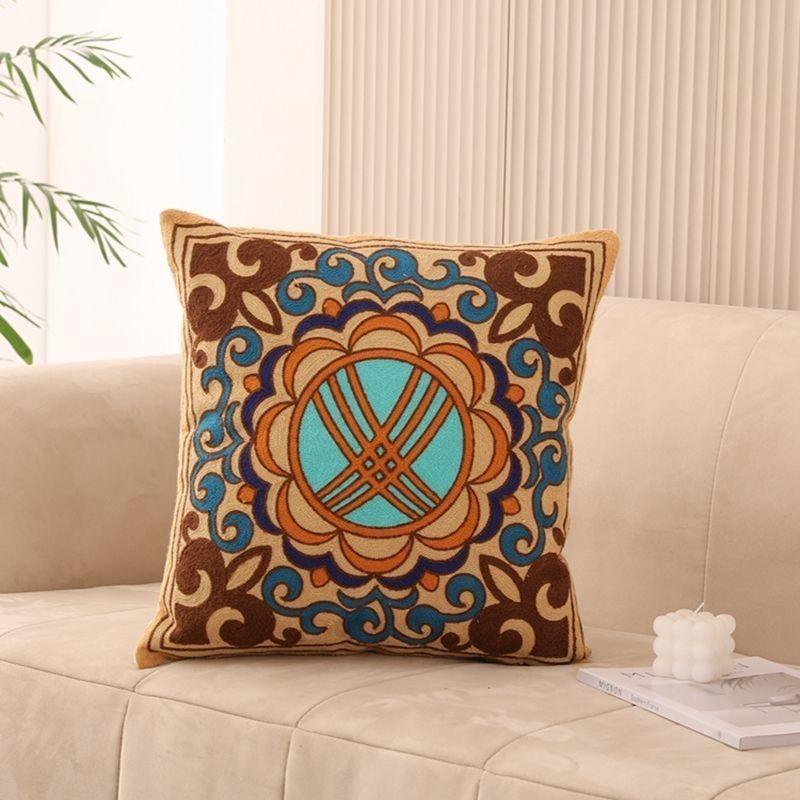 Retro Ethnic Style Printed Pillowcase: Pattern Sofa, Living Room Cushion Cover, Bedroom Bedside Pillow Cover