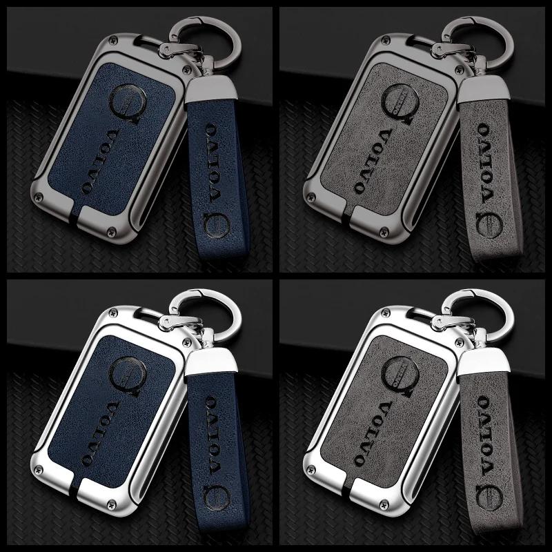 rlcr3 Zinc Alloy Leather Car Remote Key Case Cover Shell for Volvo S60 S90 XC40 XC60 XC90 V60 V90 C40 2017 2018 T5 T6 T8 Polestar 1 2
