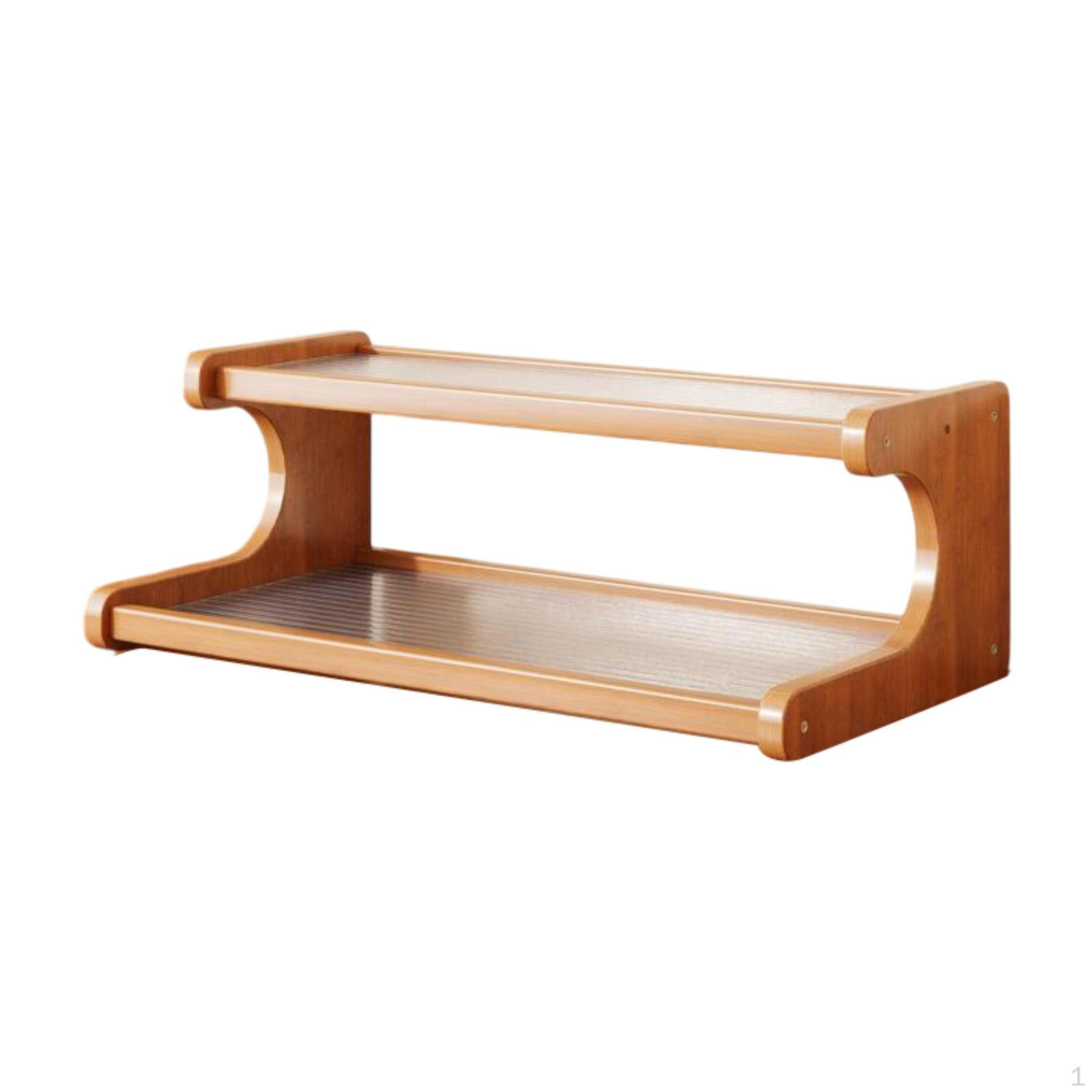 

Coffee Mug Holder Display Riser Stand Four Sided Guardrails Kitchen Countertop Organizer Storage 2 tier