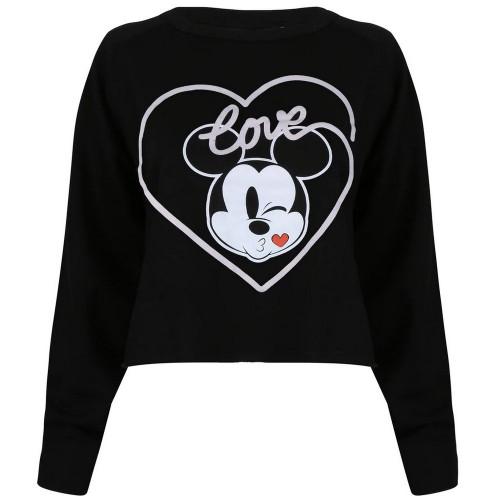 Disney Womens/Ladies Mickey Mouse Kiss Crop Sweatshirt