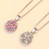 Cherry Blossom Pendant Necklace: 925 Sterling Silver, Pink Flower Design, Clavicle Chain, Women's Simple Fashion Accessory