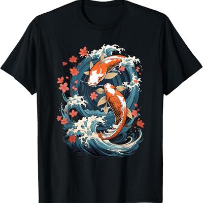 Koi Karpfen Ying Yang Nishikigoi Fisch Kirschblüte T-Shirt(92)