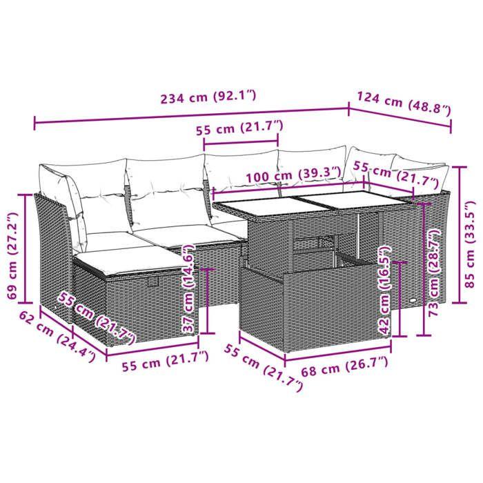 VidaXL Salon de jardin avec coussins 7 pcs gris résine tressée 3274660