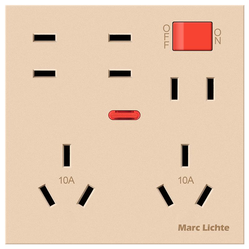 86-Type Concealed 16A High-Power AC Wall Socket with 10A Two/Three-Pin Plug and Switch