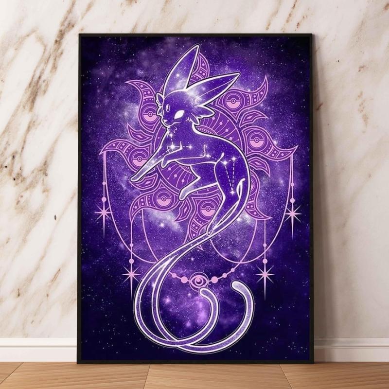 Print on Canvas Pokemon Eeveelution Family Hd Printing Oil Painting with Exquisite Details Home Children's Bedroom Decoration
