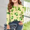 Girls Long Sleeve T Shirts Kids Fall Tops Crewneck Printed Basic Tees Saint Patrick's Day