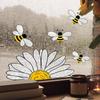 Sunflower Bee Window Clings Floral Window Stickers for Living Room Home