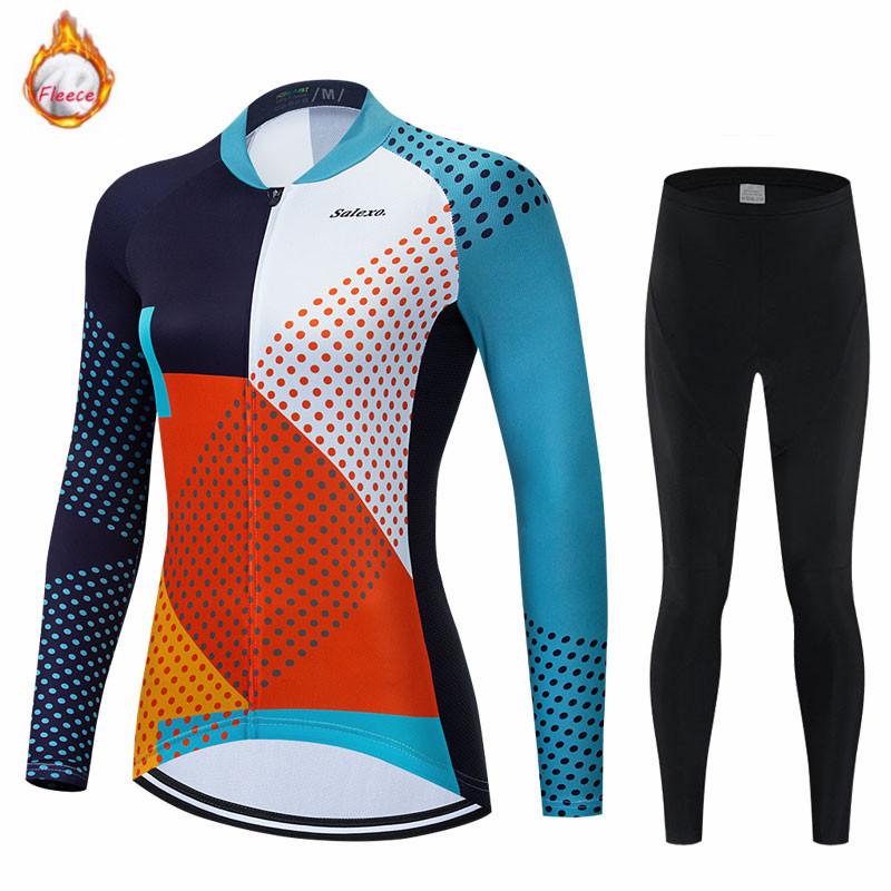 Women 2026 Winter Velvet Warm Thermal Fleece Winter Cycling Clothing Long Sleeve Jersey Suit Triathlon Outdoor Riding Bike MTB Clothing Jersey