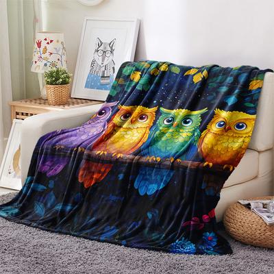 Owl Print Flannel Blanket, High Quality Comfortable for All Seasons, Home Decor, Warmth and Comfort, Perfect for Christmas Gifts