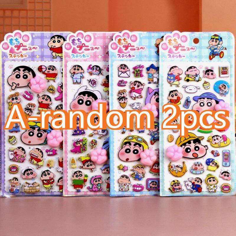 Kawaii Crayon Shin-chan Peach Butt Squishy Stickers - Cute 3D Relief Stress Relief Toy for Phone Case Laptop Stationery Gifts