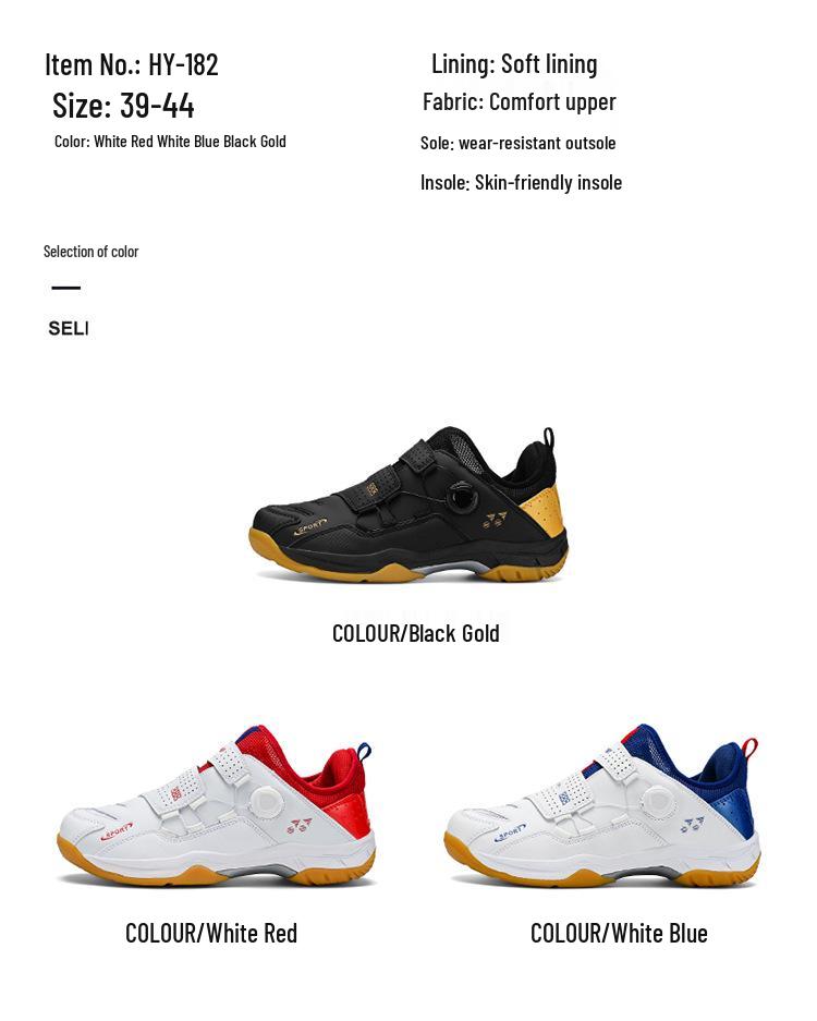 Men's Breathable Rotary Buckle Sports Shoes - Lightweight Casual Badminton and Tennis Trainers