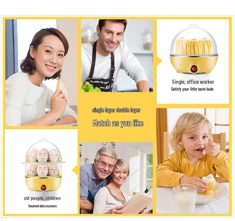 Compact Dual-Layer Stainless Steel Egg Steamer & Breakfast Maker