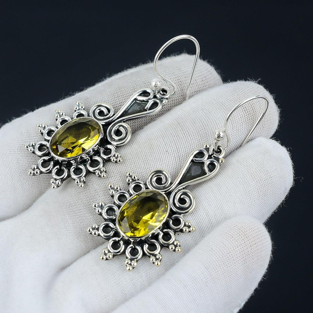 Citrine Gemstone Earring, Citrine Oval Gemstone Earring 925 Sterling Silver Earring, Citrine Birthstone Earring, Women's Earring Gifts