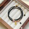 Zwarte toermalijn, zwarte spinel, zwarte toermalijn, originele armband met drie cirkels, verstelbare armband.