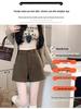 Petite Women's High-Waisted Tweed A-Line Shorts - Slimming, Versatile, Casual Wide-Leg for Autumn/Winter (XS)