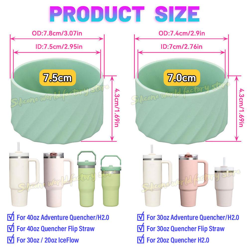 SW 40oz/30oz Silicone Cup Bottom Cover for Stanley Adventure Quencher Tumbler for IceFlow Flip Straw Water Bottle Sleeve 7.5/7CM Cup Holders 5