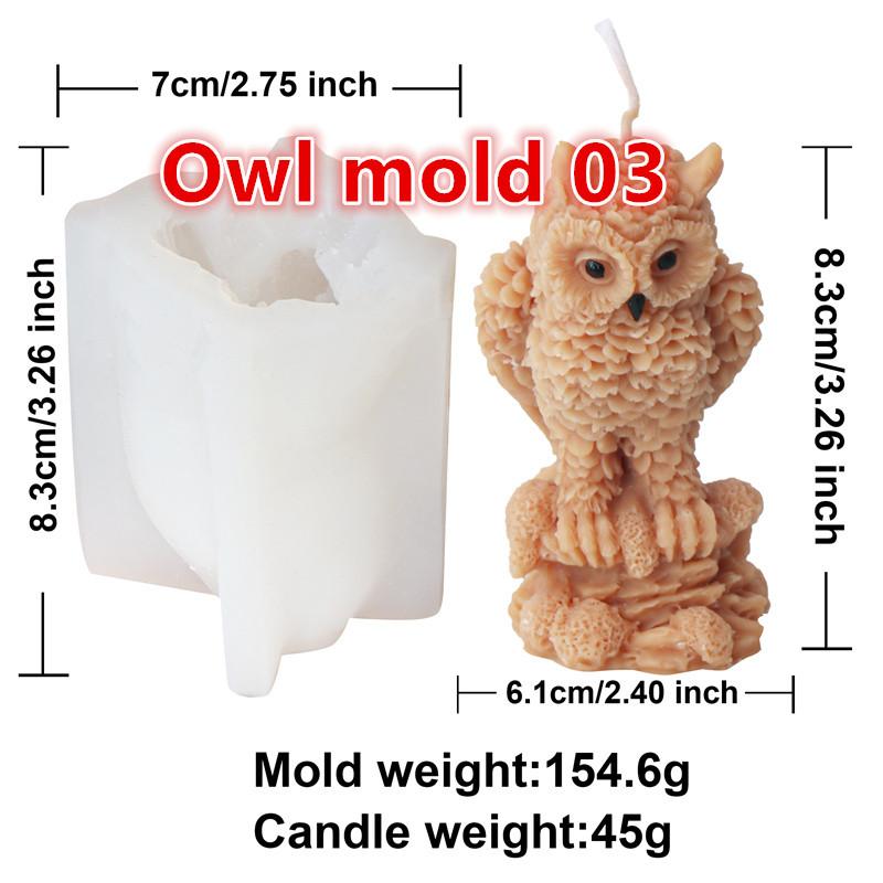 3D Owl Silicone Candle Mold DIY Cute Creative Animal Statue Novelty Decor Bird Decor Gifts Plaster Craft Resin Mold Home Decor