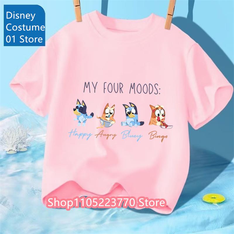 Unisex Toddler Bluey T-Shirt Fall Winter Short Sleeve Cute Cartoon Anime Print Soft Sweatshirt for Boys & Girls Casual Outfits