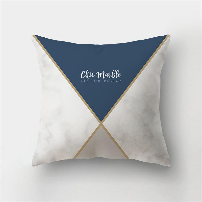 45x45cm Abstract Geometric Print Cushion Cover Marble Pillow Cover Polyester Short Plush Patchwork Sofa Home Decor Cushion Cover