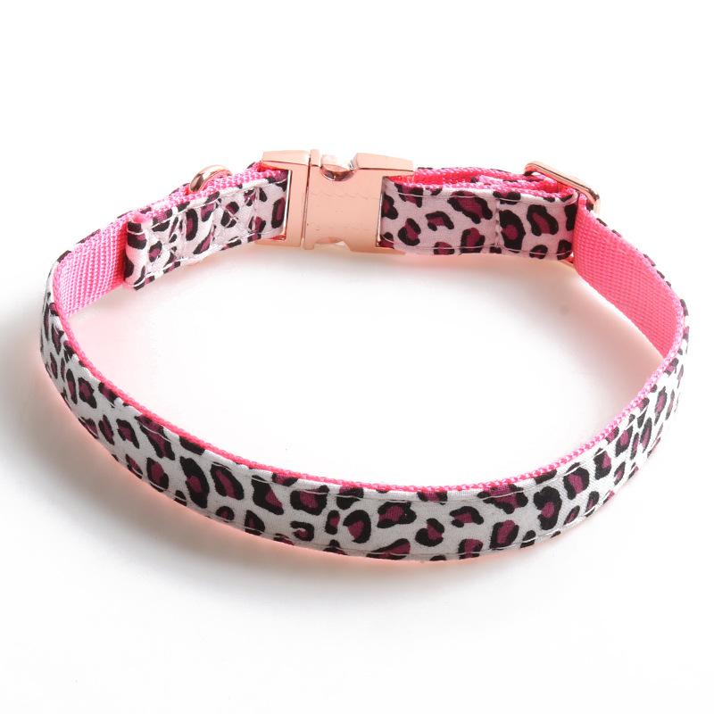 Haustier Leopardenmuster Roségold Metall Schnalle Schleife Hundehalsband
