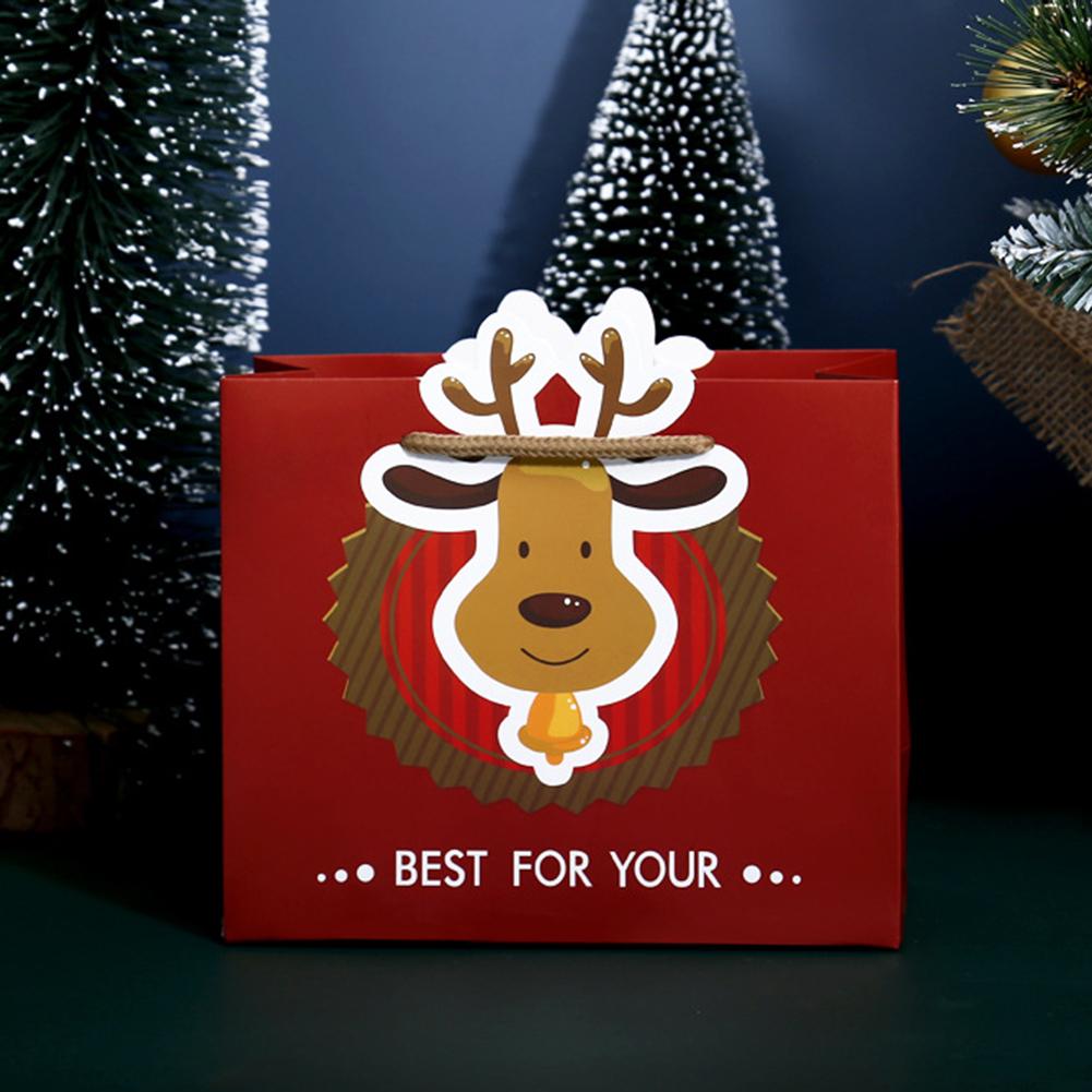 

1Pcs Christmas Gift Bags Cartoon Santa Claus Snowflake Dot Stripe Xmas Tree Candy Biscuit Paper Bag For Diy Christmas Supplies 25x20x11cm