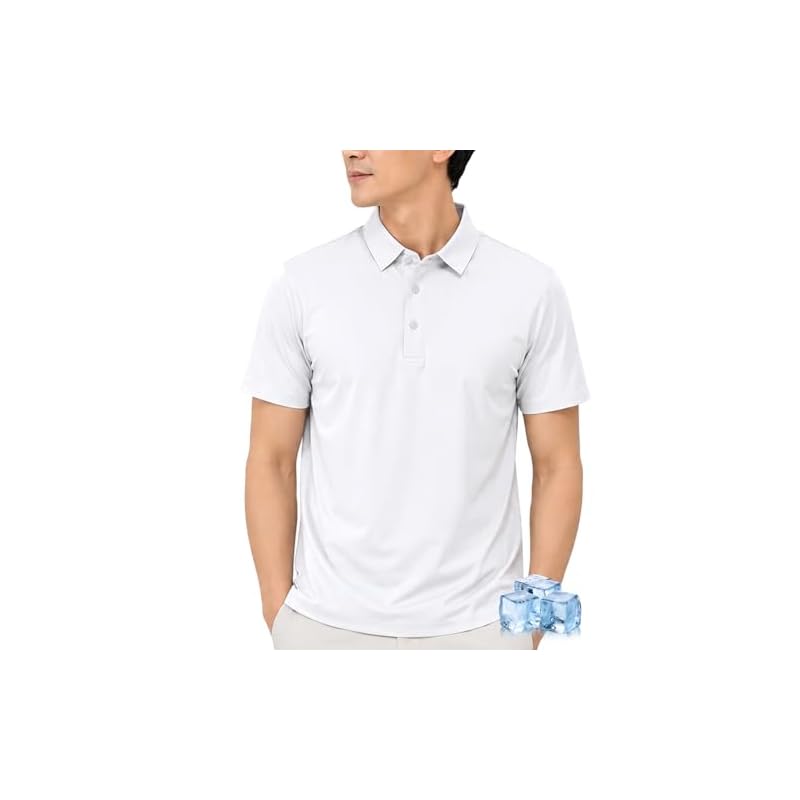 [Kayiyasu] Men's Short-Sleeve Polo Shirt, Cooling Touch, Sweat-Wicking, Quick-Drying, Stretch, Golf Wear, Breathable, Dry, Sportswear, Summer, Plus