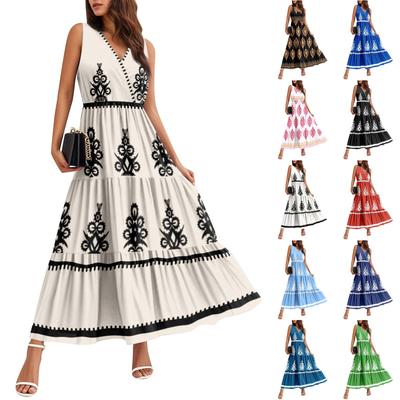 Women's Flowing Dresses Women's Summer Dresses Casual Sleeveless Long Dresses Cute Floral Long Dresses