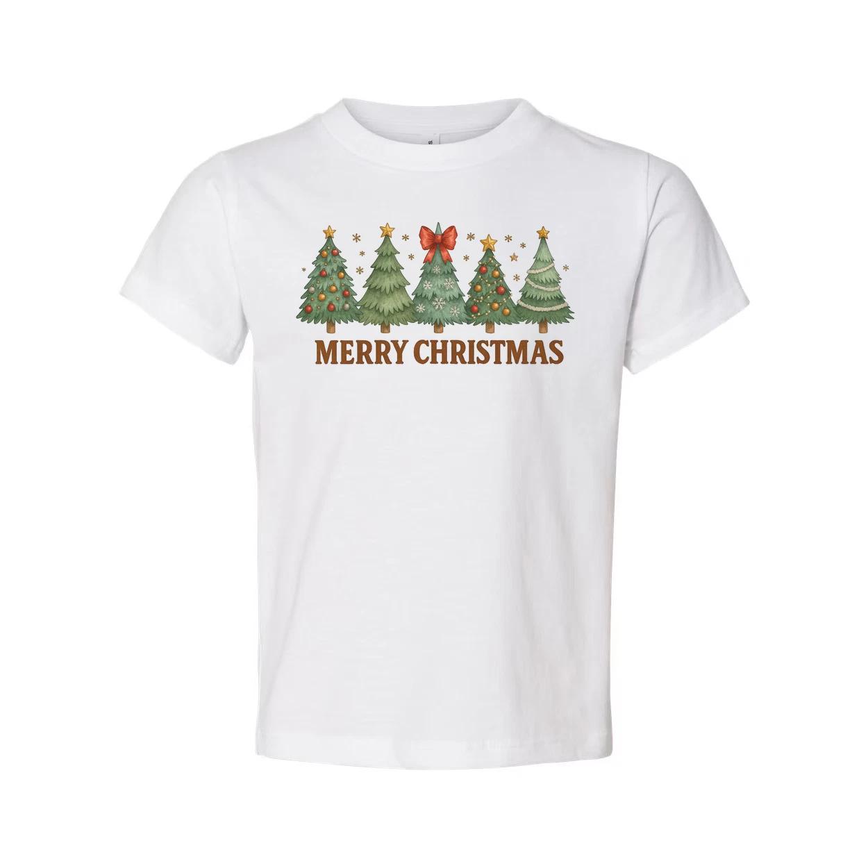 

Unisex Christmas T Shirt With Snowy Christmas Tree Row Graphic And Merry Christm M