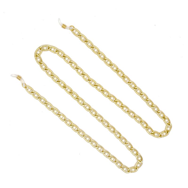 

Алюминиевая цепочка с жемчугом для очков и солнцезащитных очков золотой