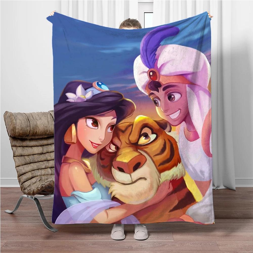 Aladdin Cartoon Princess Jasmine Children Warm Soft Blankets for Sofa Bed Cover Blanket Suitable for Birthday Souvenir Gifts