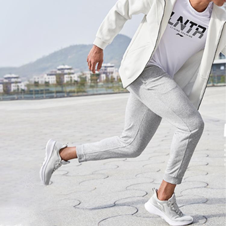 Li Ning Comprehensive Training Series Breathable Casual Sports Tapered Long Pants Men Bottoms Light-Gray AKLR367-3