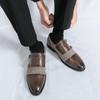 Men's Formal Leather Buckle Shoes - British Style, Pointed Toe, Large Sizes, Perfect for Office & Weddings