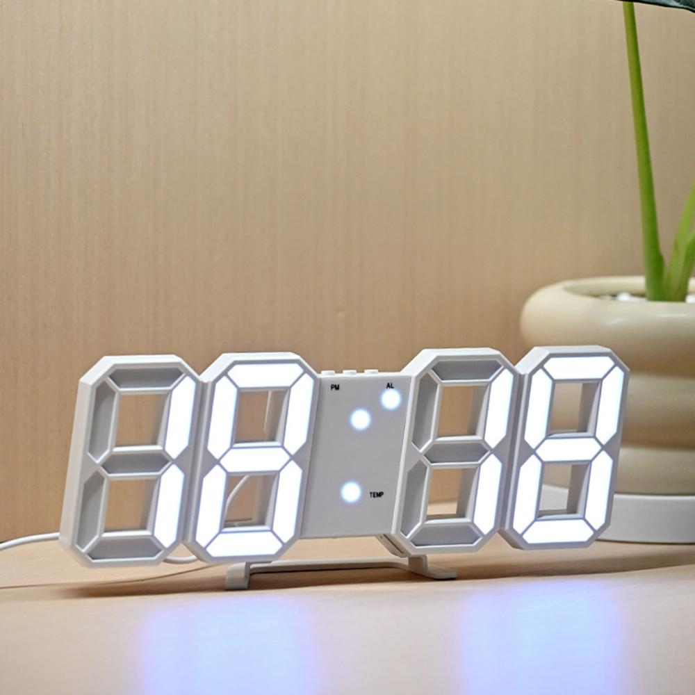3D Digital Alarm Clock with Night Lights Modern USB Electronic Display Table LED Wall Clocks for Home Bedrooms Living Room Decor
