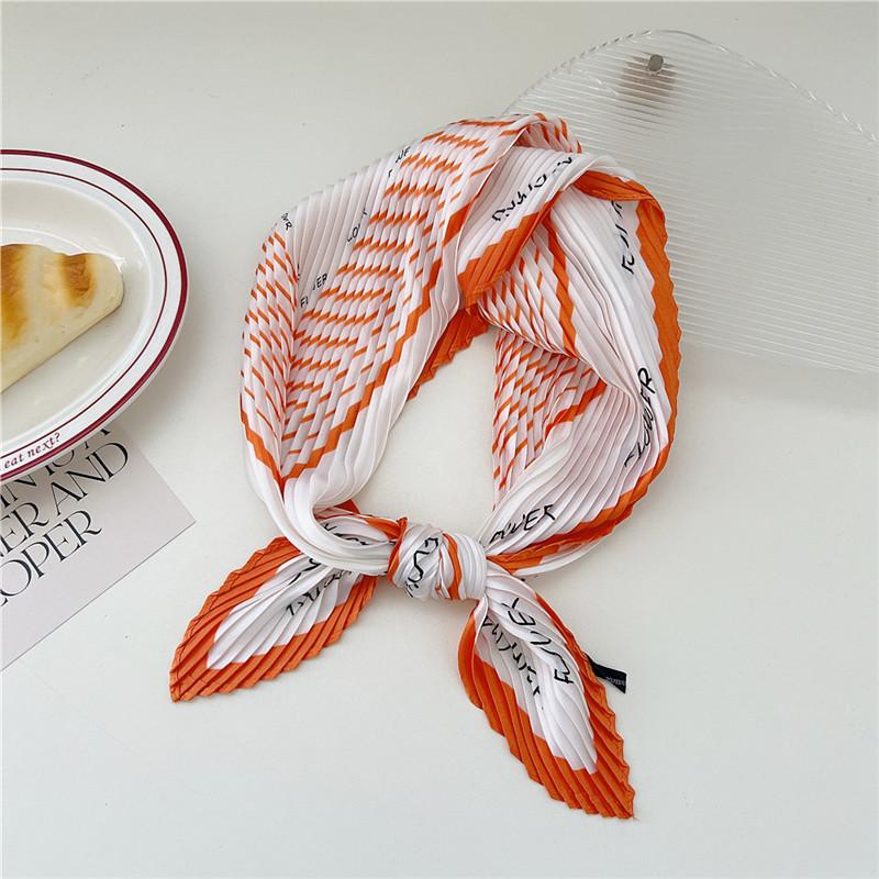 70cm Crumpled Scarf Kerchief Print Square Scarves Women DIY Hair Band Ribbon Headscarf Bandanas Headband Neck Wraps Neckerchief