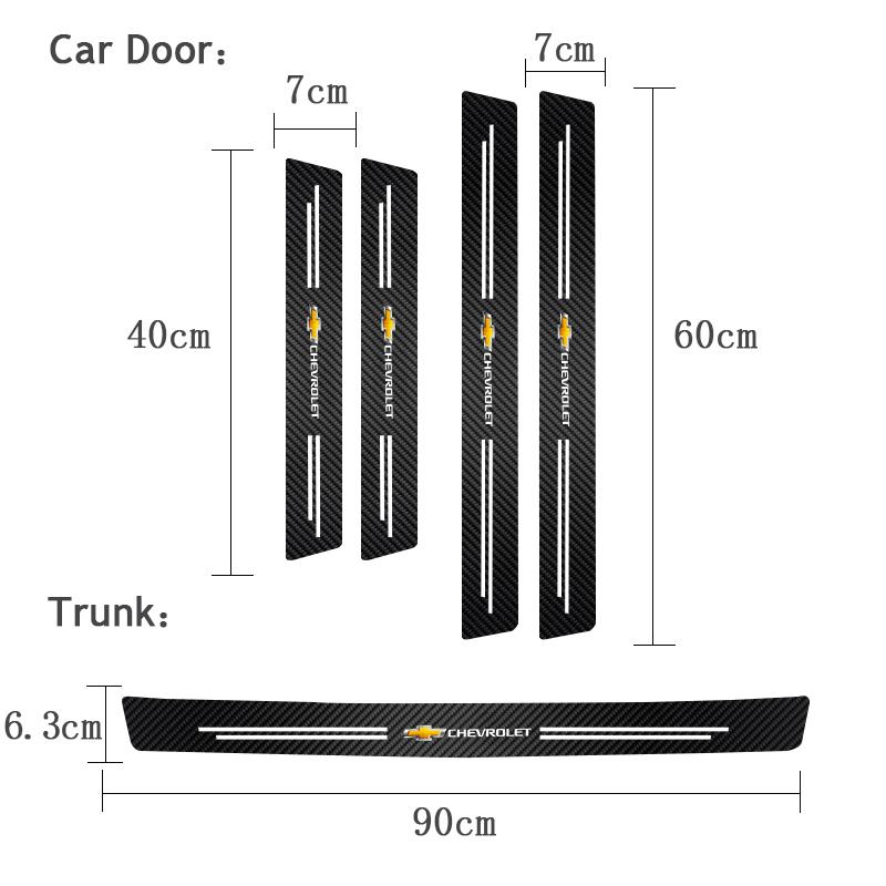 Car Door Sill Sticker Carbon Fiber Decal Threshold Side Anti Scratch Waterproof For Chevrolet CRUZE Spark Captiva Epica Optra