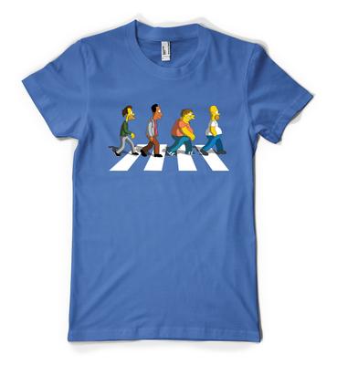 Cartoon Simpson Überqueren Abbey Road Personalisiertes Unisex Erwachsenen T-Shirt