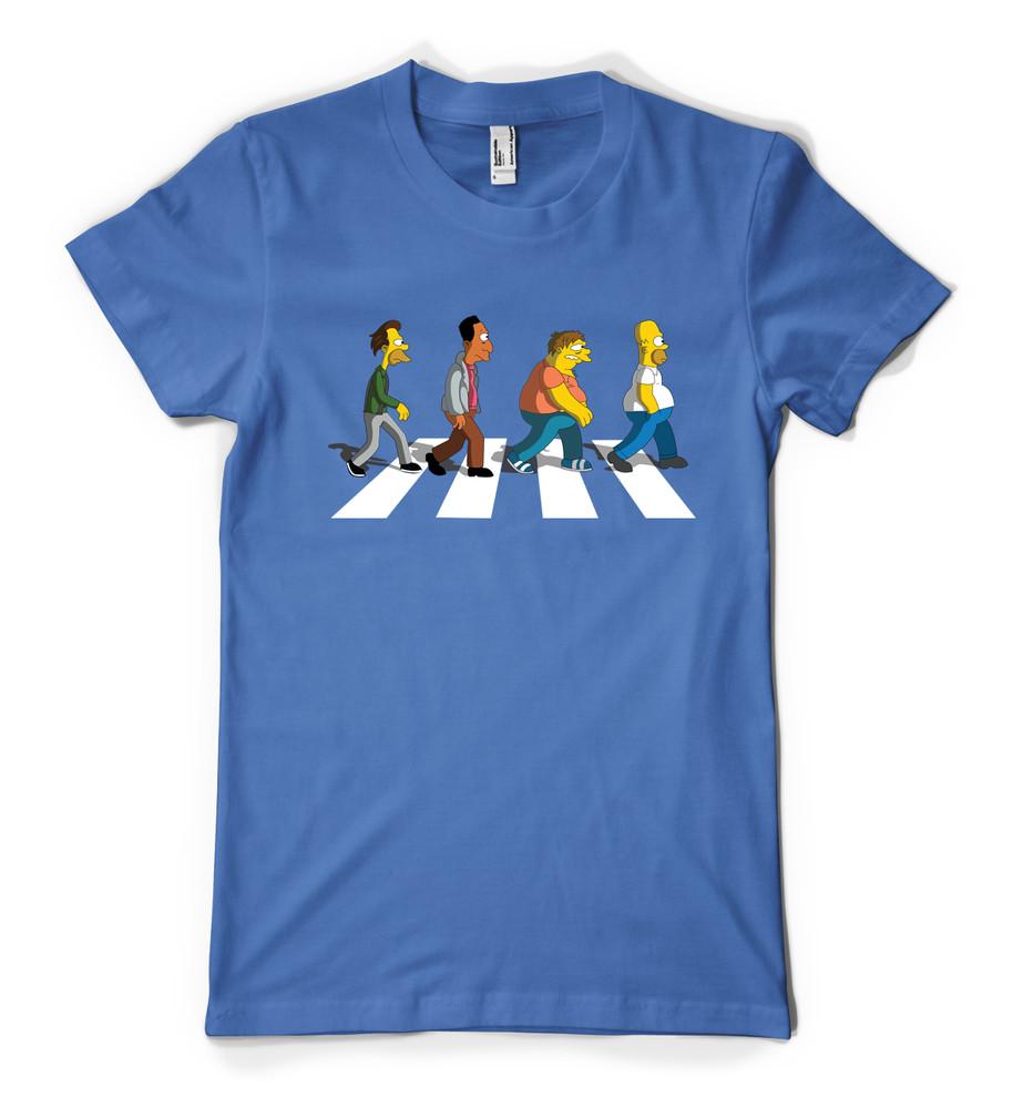 

Cartoon Simpson Crossing Abbey Road Personalised Unisex Adult T Shirt 4XL