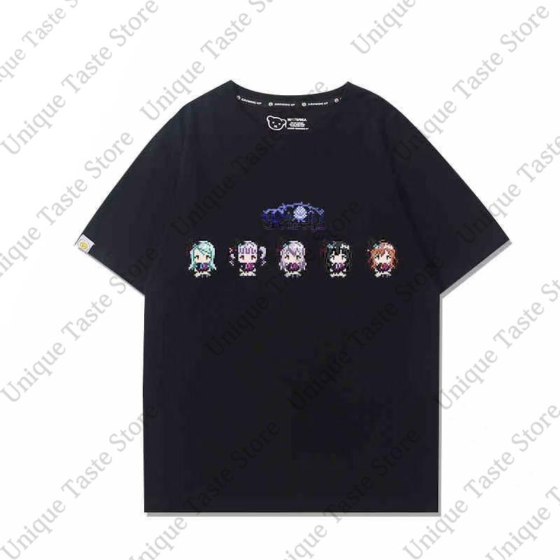

Anime BanG Dream T Shirt Roselia Yukina Minato Pixel Cartoon Print Tshirt Unisex Women Summer Comfortable Cotton Short Sleeve Tee 3XL
