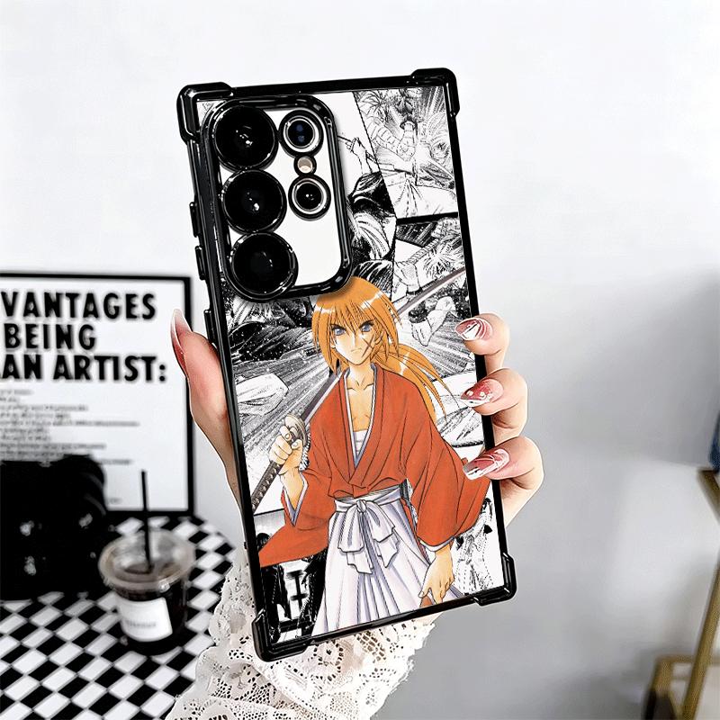 Rurouni Kenshin Anime Plating Phone Case For Samsung Galaxy S24 S25 FE S26 Edge S23 Ultra S22 S21 Plus S20 Anti-Fall Airabag Cov