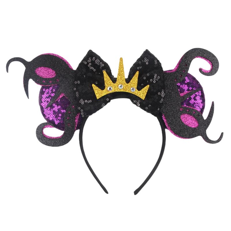 Halloween Mouse Ears Headband Sequins Bow Hairband For Women Featival Party DIY Hair Accessories Boutique