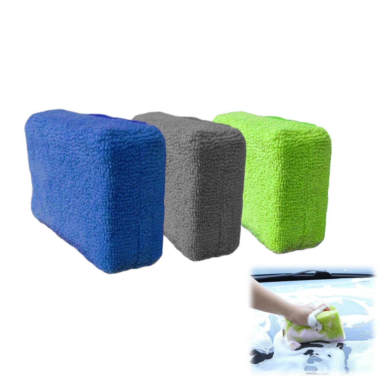 

Губка для мытья автомобиля Samcos Губка 3 шт. 3 цвета Губка для полировки Мытье автомобиля F зелёный