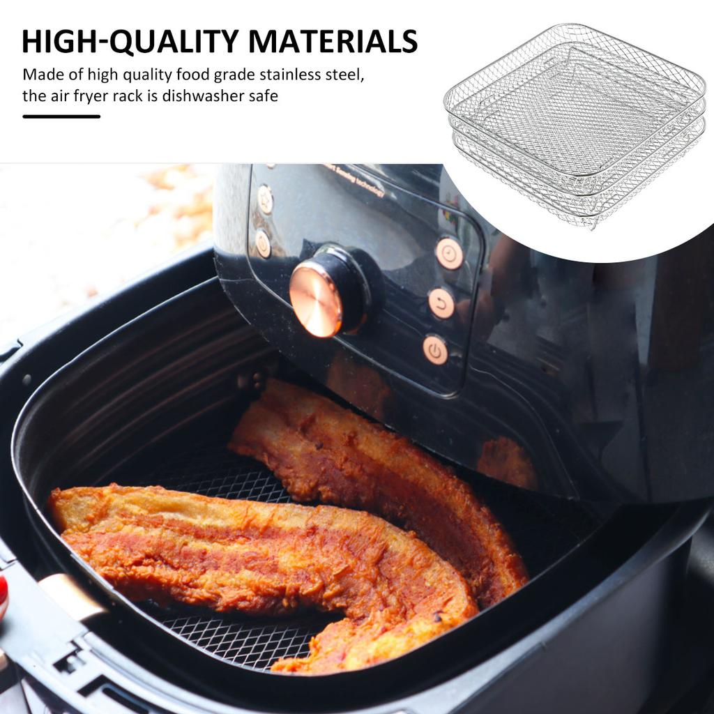 3 Pack Stackable Air Fryer Racks Rectangle Air Fryer Mesh Tray Multi-Layer Toast Racks Stainless Steel Dehydration Rack