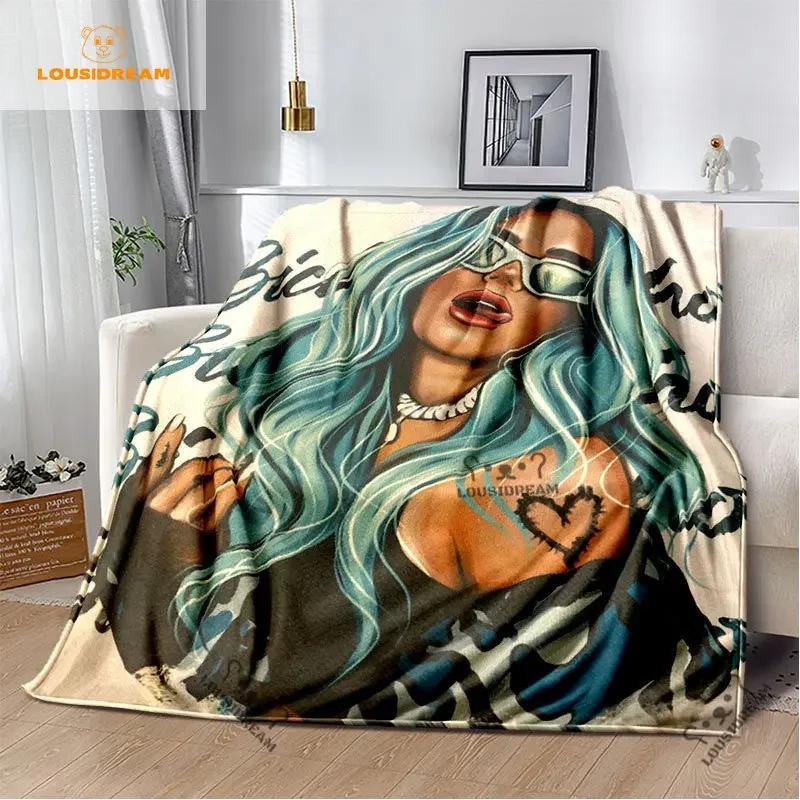 Karol G Bichota Blanket Personalized Warm Plush Cozy Home Girl Throw Blanket for Beding Comfortable Couch Lightweight Blanket