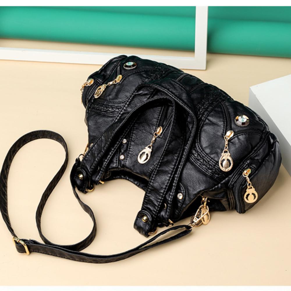 Retro Fashion Multifunctional Handbag with Rivet Decoration, Single Shoulder Diagonal Cross Women's Handbag