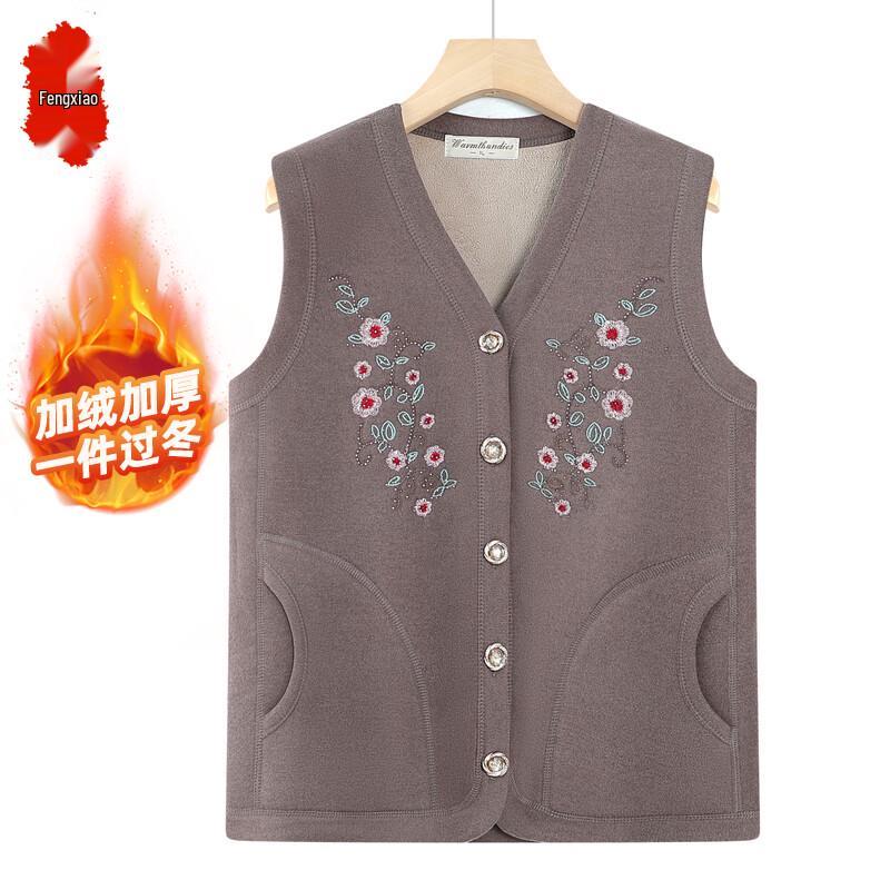 

Женский плюс бархатный теплый жилет для среднего и пожилого возраста 4XL