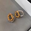Geometrischer Gold Silberfarbener Doppelschicht Ohrstecker für Damen Irreguläre Textur Modeschmuck Geschenk