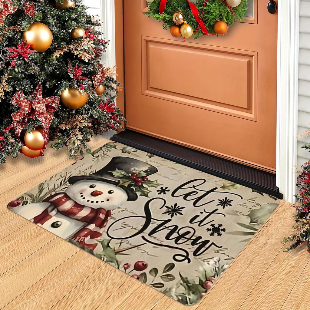 Christmas Carpet Doormat Carpet For Live Room Snowman Pattern Bedside Floor Mat Outdoor Carpet Welcome Mat